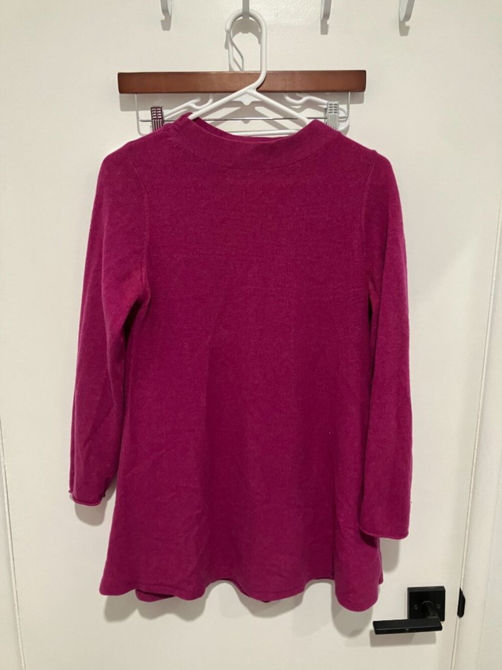 J. Jill Long-Sleeve Mock Neck 100% Cashmere Tunic Sweater, Magenta, Small